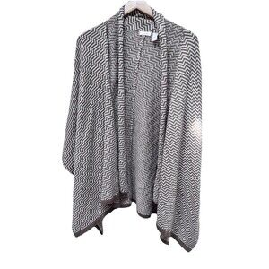 Chico’s Wrap Shawl Women’s One Size Chevron Sweater Boho Fall  Grandma Brown